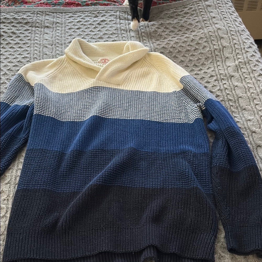 Brooks Brothers Red Fleece shall collar Blue and Cream Sweater vintage